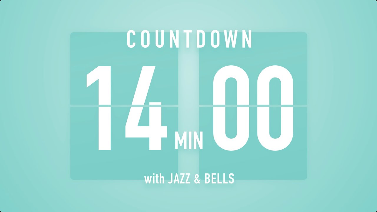 14 Minute Countdown Timer 🎶 Flip Clock with Jazz & Bells 🍵🔔