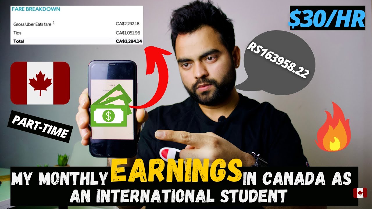 Monthly earnings in canada as an international student working 20Hrsweek,  Uber eats monthly income🔥