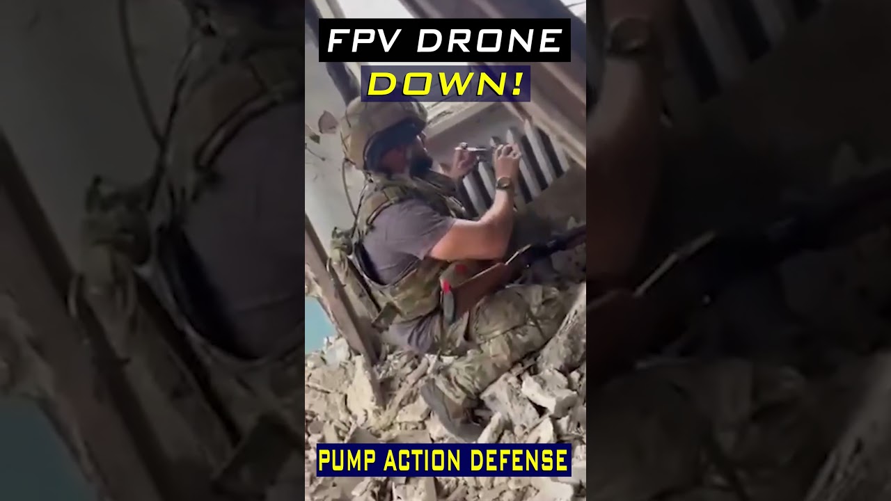 Russian Soldier Shoots Down FPV Drone with Shotgun #drones #shotgun #defense