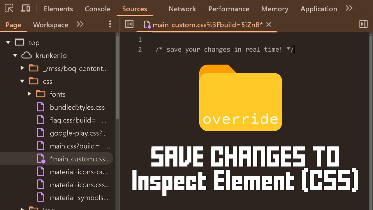 How to save changes to Inspect Element/CSS in Chromium Dev Tools (Local Override Folder)