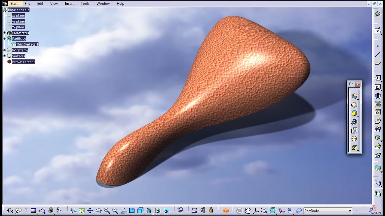 Bicycle saddle - Part Design / Generative Shape Design - CATIA V5