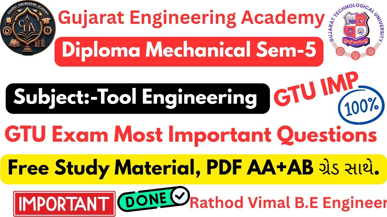 📚Diploma Mechanical Sem-5 | Tool Engineering 🔥| GTU IMP Questions 2025 ✅ Free PDF AA+AB 💯#gtuimp#gtu