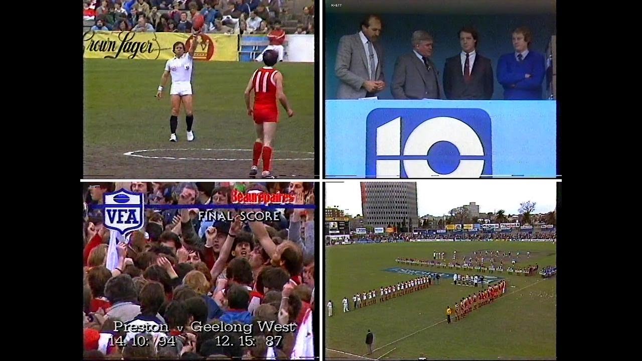 Ch10 1983 VFA Grand Final - Preston vs Geelong West. Phil Gibbs, Rex Hunt, Gary Brice, Tony Banks