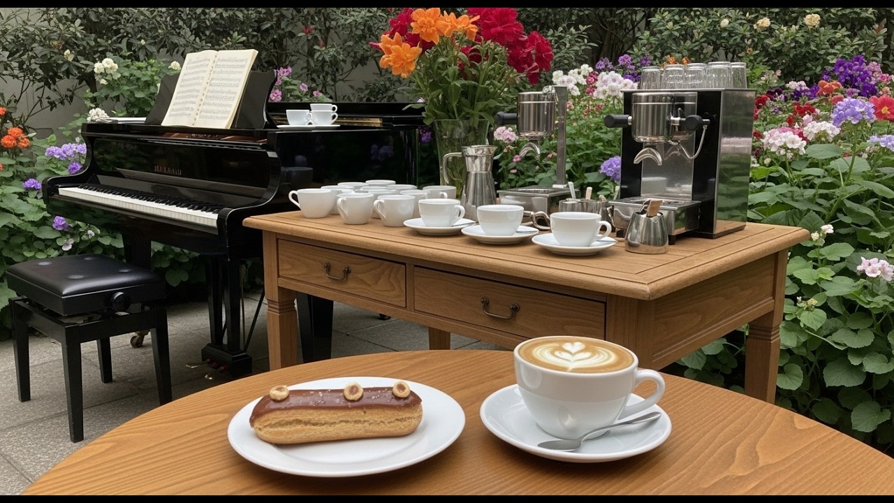 Outdoor Café Jazz 🌸 Relaxing Study, Work & Focus Music 1.5H