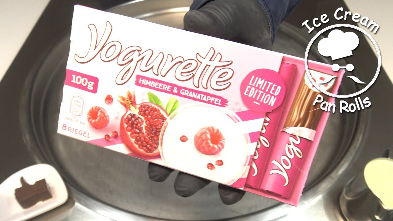 Yogurette Raspberry & Pomegranate Ice Cream Rolls | ASMR street food sound in 4k uhd
