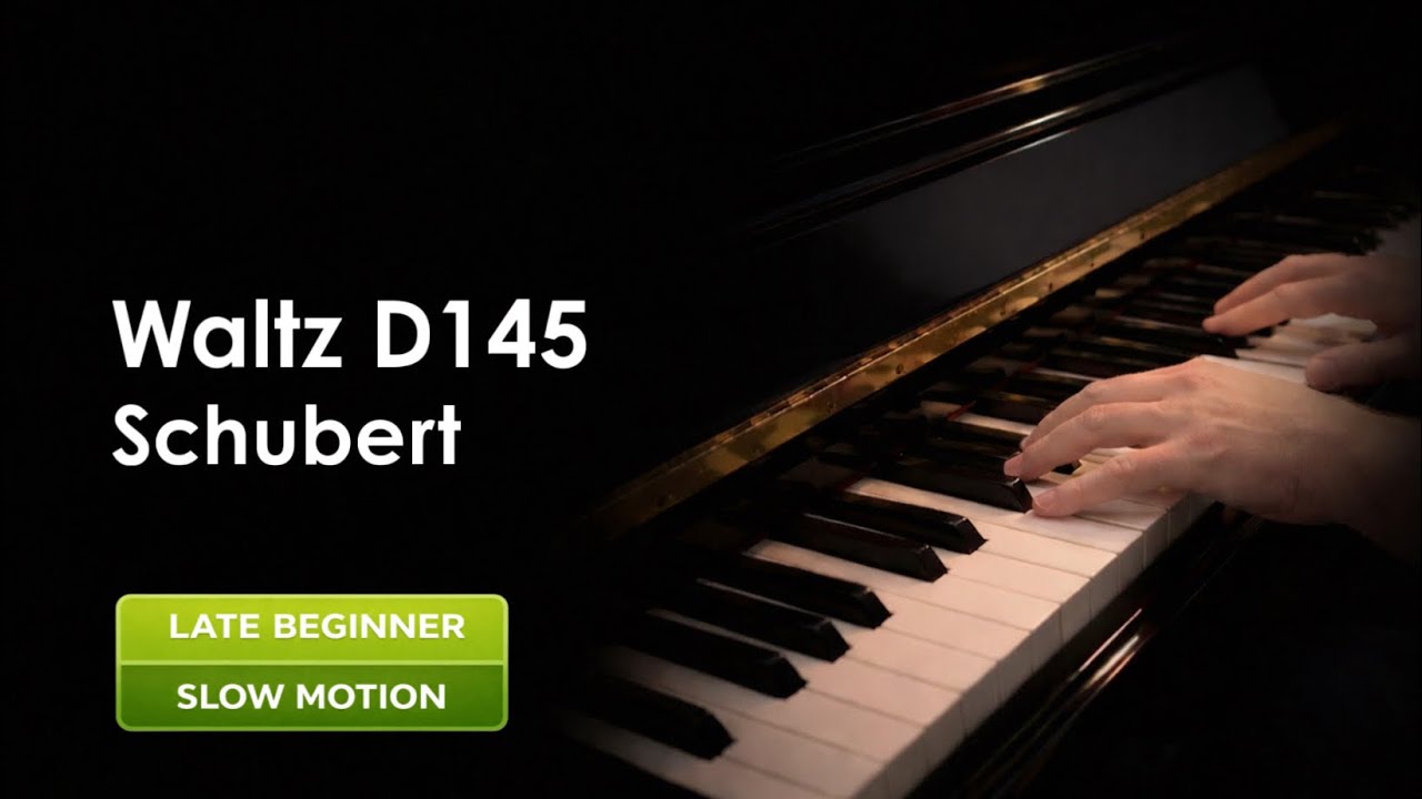 F. Schubert: Waltz B Minor, D145 Op. 18, No. 6, Slow Motion Piano Tutorial