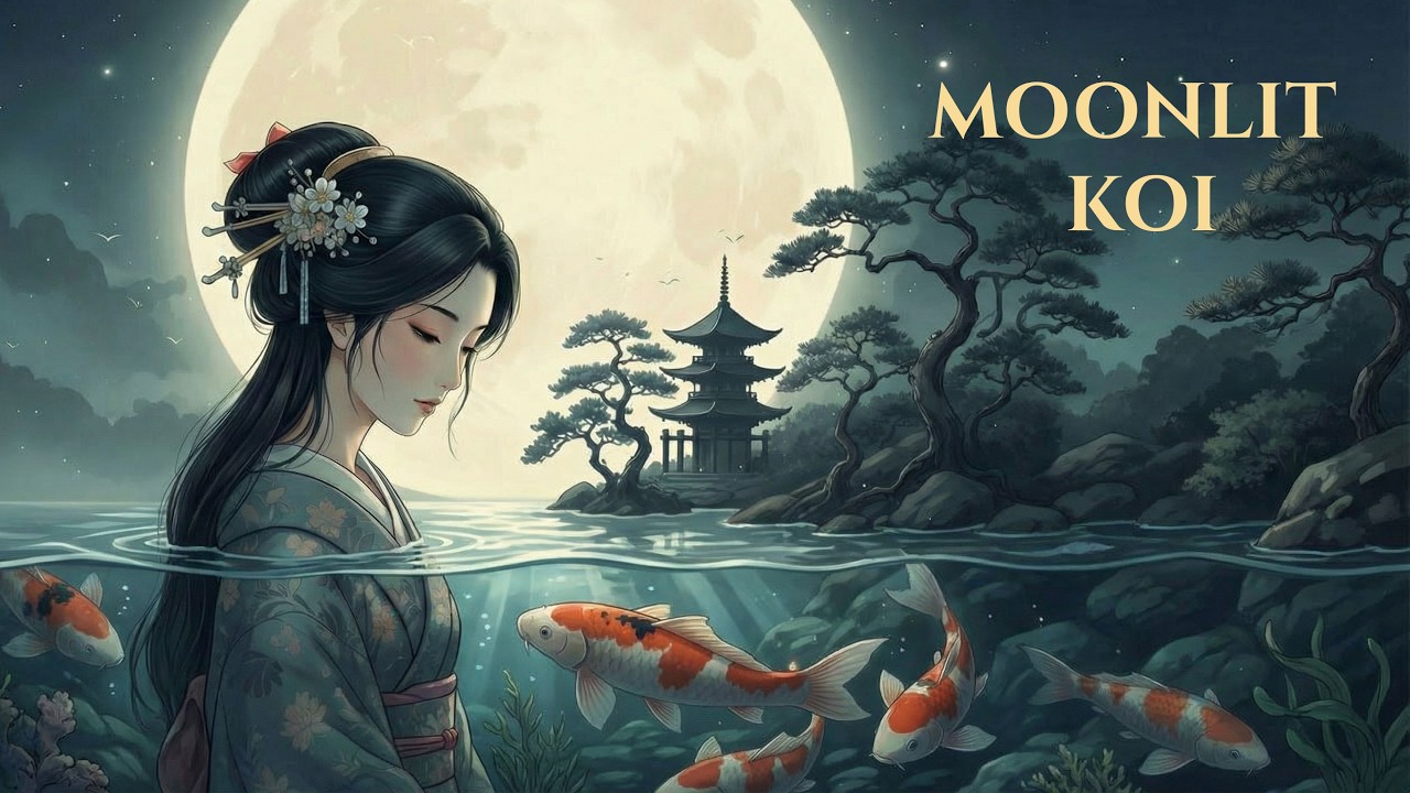 Dark Japanese Ambient 🌙 Moonlit Koi & Sacred Silence | Night Calm for Focus & Sleep