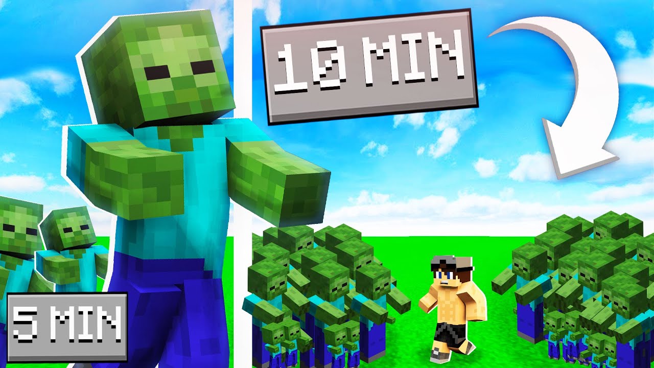 Minecraft, Maar Elke Minuut Verdubbelen De Zombies!😱
