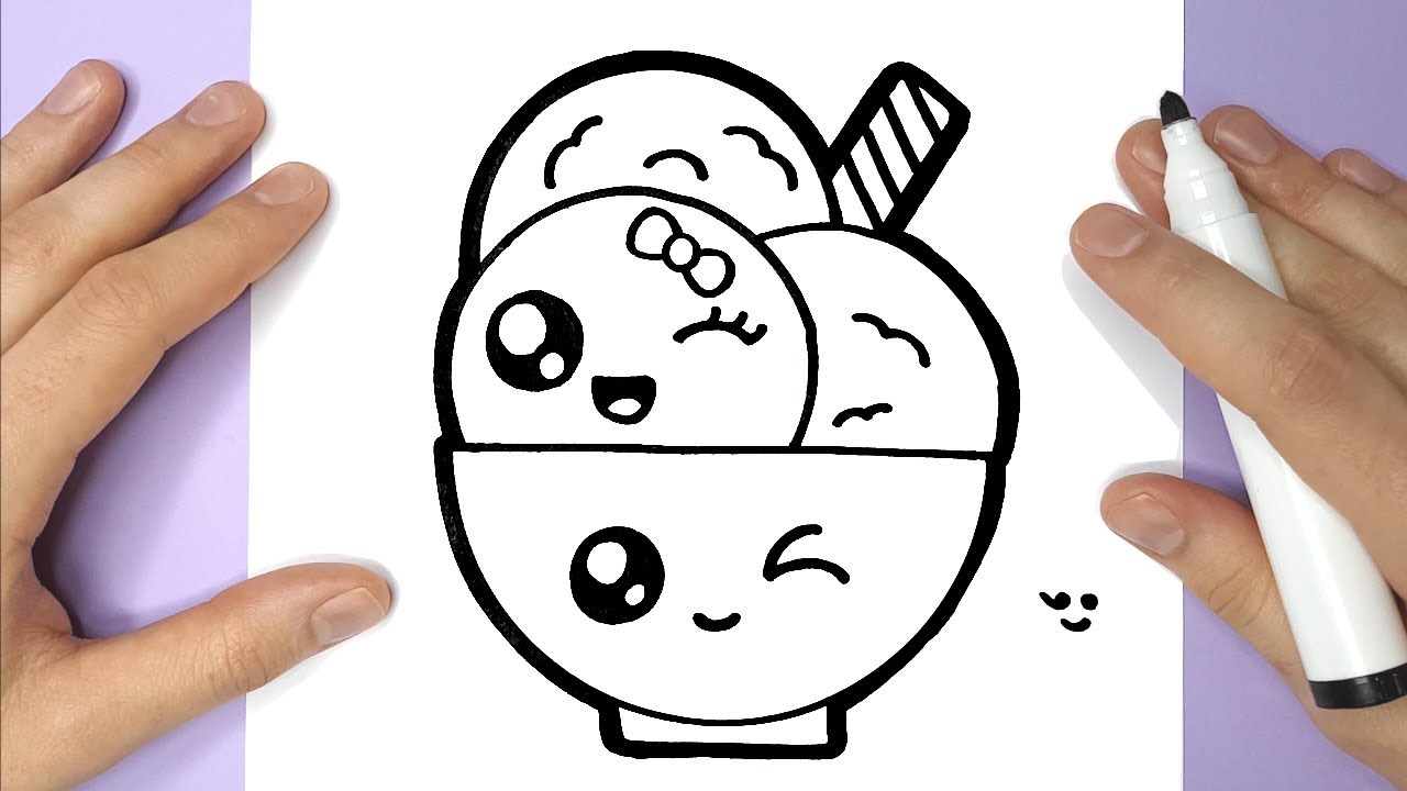 How to Draw a cute ice cream bowl - Happy Drawings ✿◕‿◕