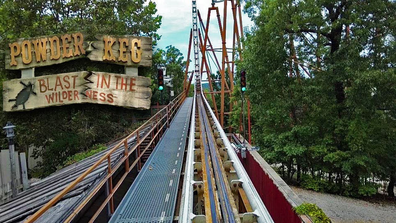 Powder Keg Blast In The Wilderness HD Front Seat On Ride POV & Review, S&S Launch Silver Dollar City