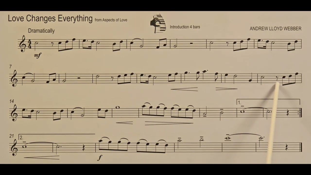 Love Changes Everything by Andrew Lloyd Webber piano accompaniment at rehearsal speed