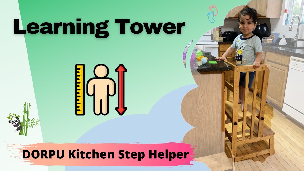 Best Kitchen Helper Stool with Adjustable Height (DORPU Kitchen Step Helper) [Learning Tower]