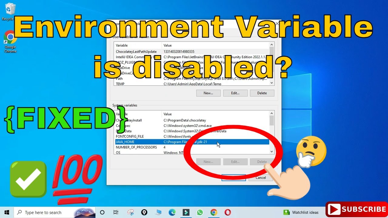 Environmental Variable is disabled?{ FIXED } | Can't edit environment variable path in Windows