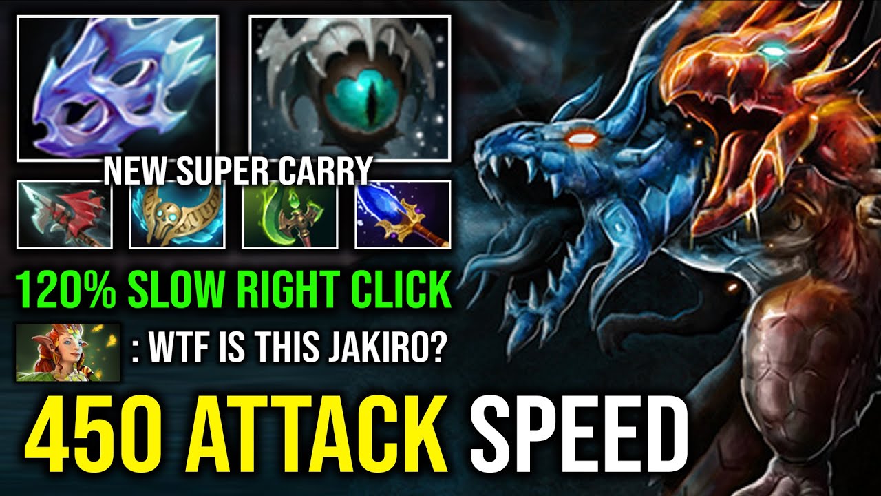 WTF 120% Slow Max Attack Speed Right Click Jakiro with Skadi Moon Shard Super Carry Dota 2