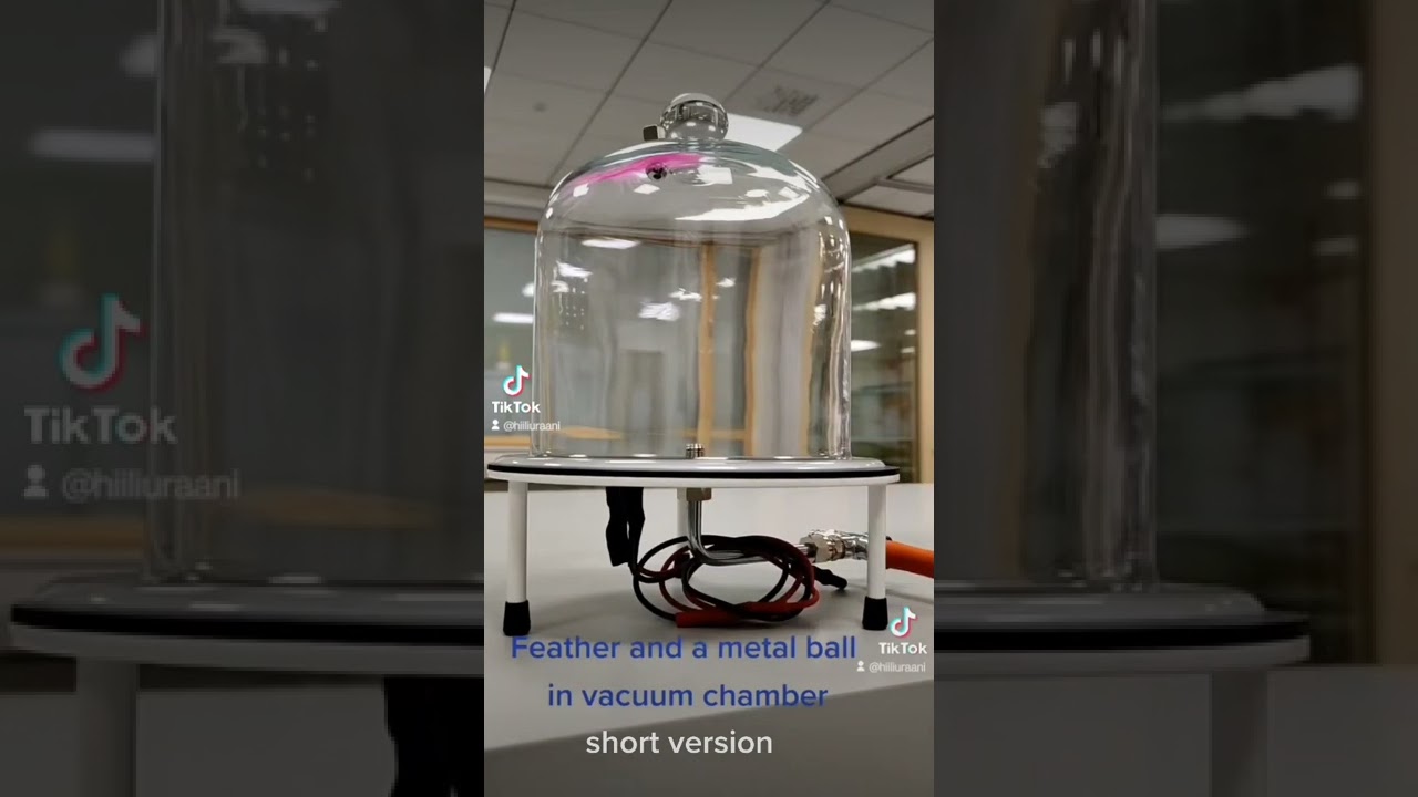 metal ball and feather in a vacuum chamber short version