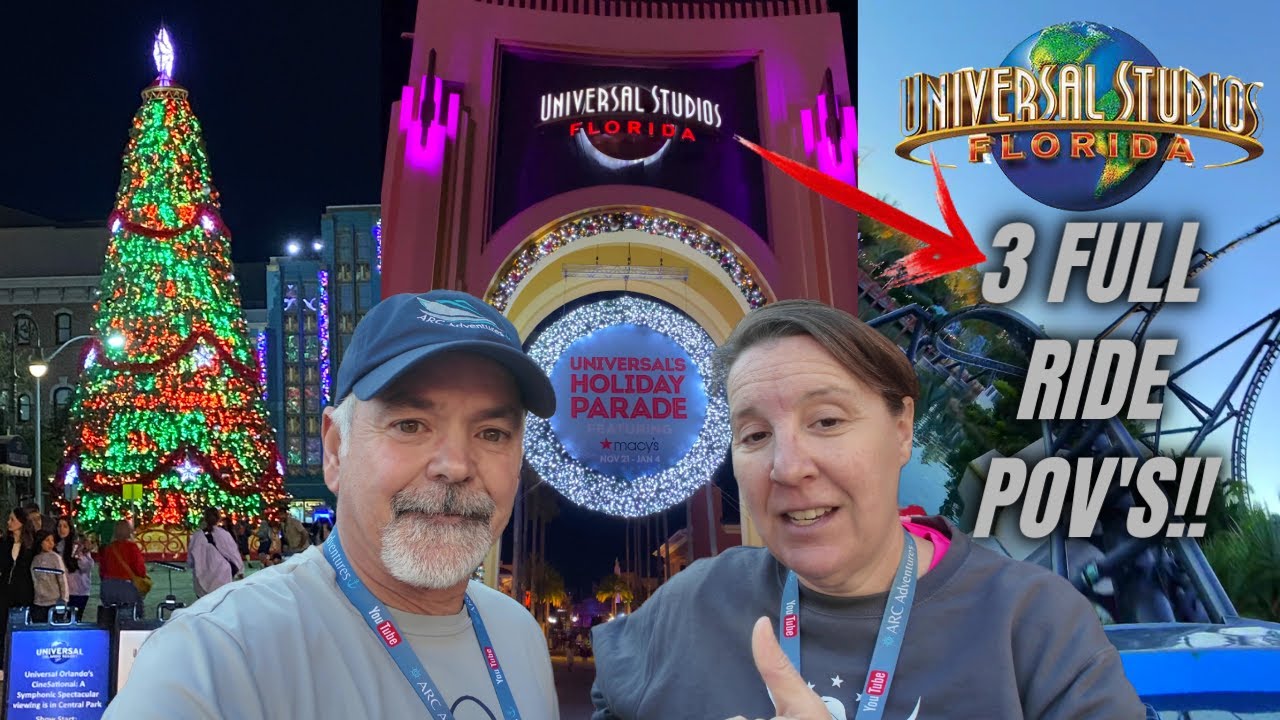 Рождество в Universal Studios!! | 3 американских горки - вид от первого лица и 3 метлы!