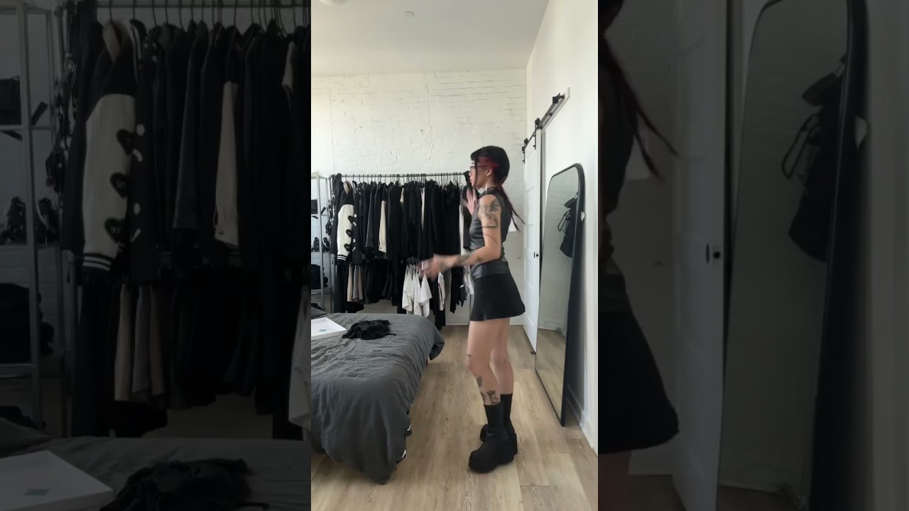 faux leather helmut lang top omg 😫