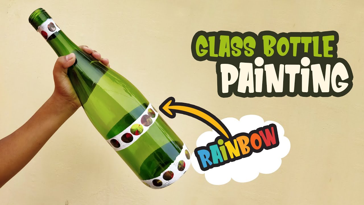 Beautiful Rainbow Glass Bottle Painting | Easy Glass Bottle Art Design Using Fingers | DIY
