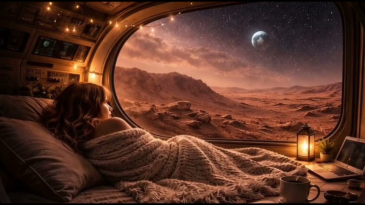 Cozy Space Cabin Ambience 🌌 Relaxing Piano Music for Sleep, Study & Deep Focus