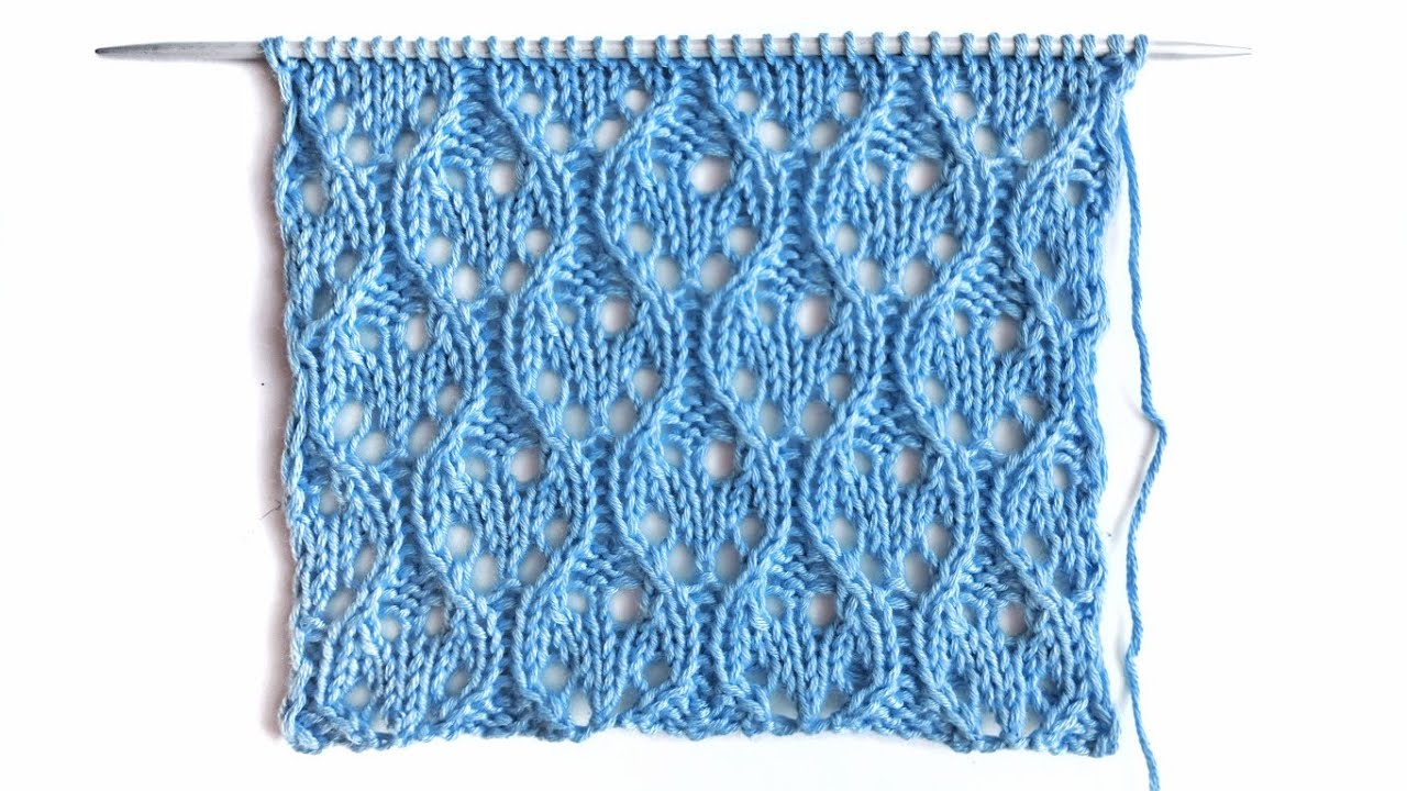 Простой ажурный узор спицами для вязания палантинов,  джемперов, носков