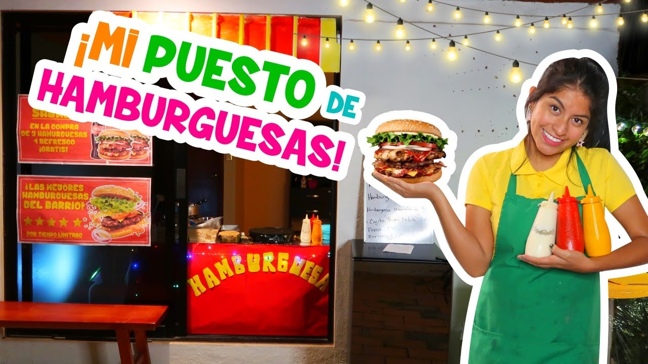 MI PUESTO DE HAMBURGUESAS 🍔 Hawaiana, Sencilla Y con Tocino ➕Papas 🍟 | CONNY CHANGARROS