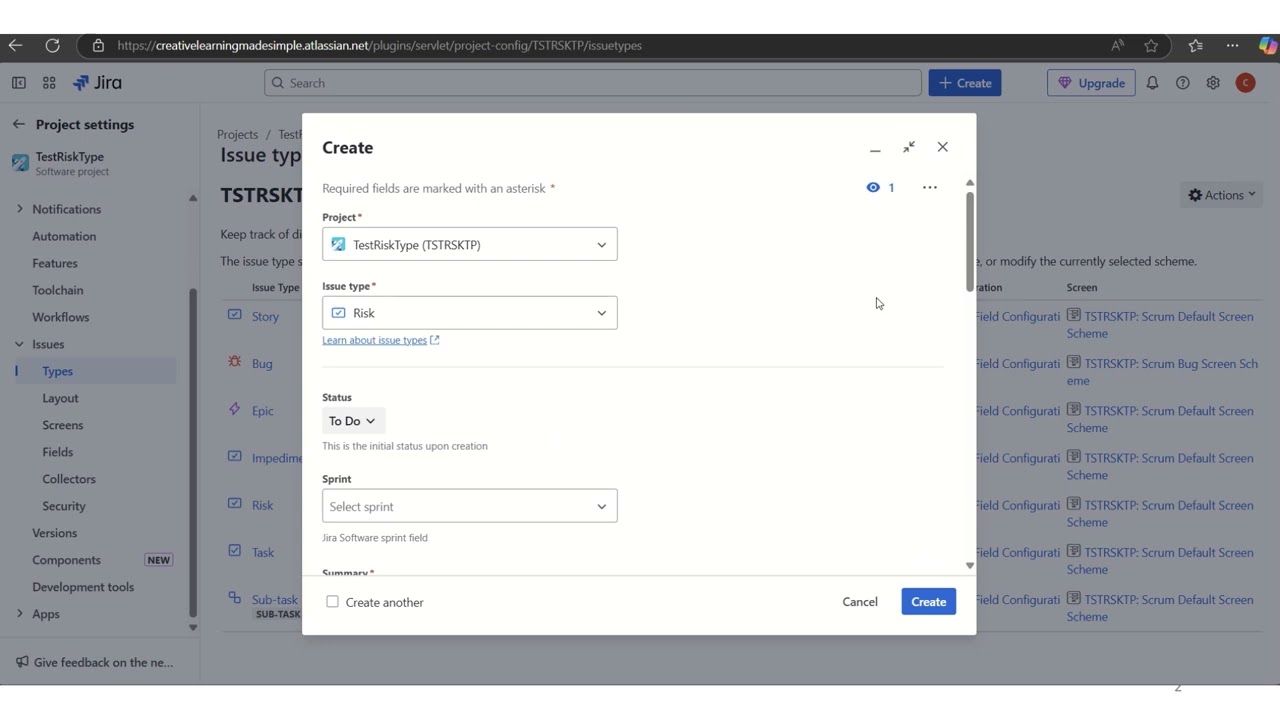⚡JIRA Customization Tutorial 🛠️ Create Risk Type, Risk Owner Field & Enable Impediments