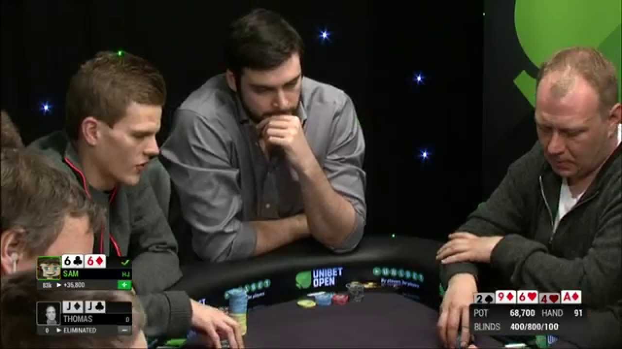 Sam 'theStrippin' miss-clicks raise on the FLOP and busts the Opp at Unibet Open