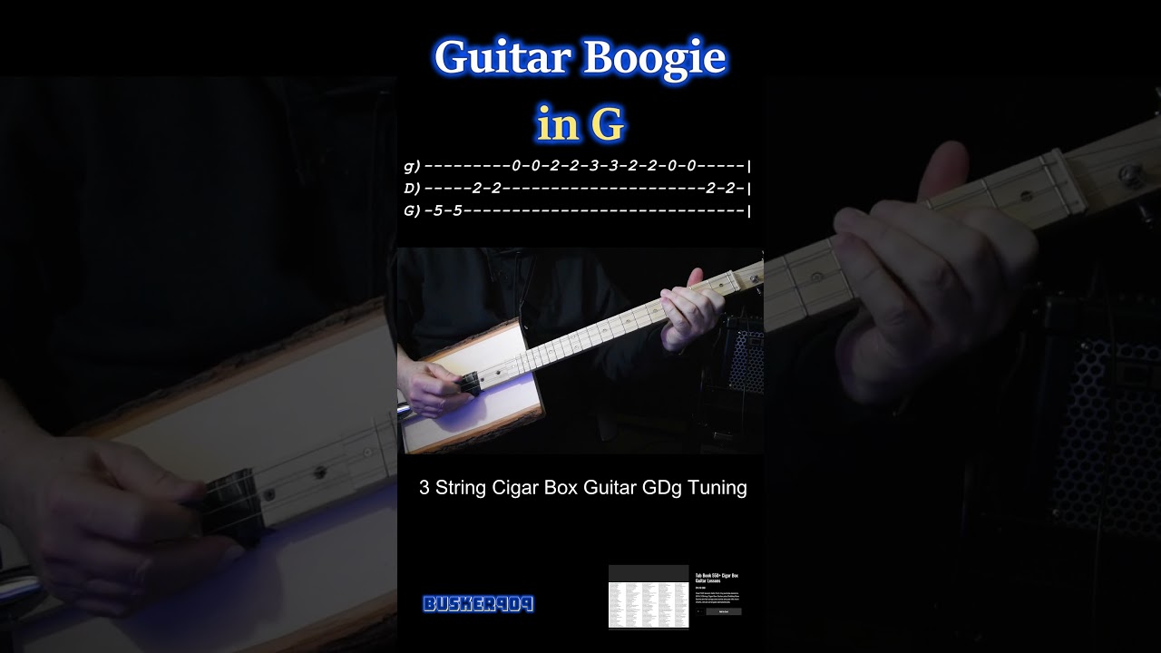 Guitar Boogie in G Easy Lesson 3 string Cigar Box Guitar #shorts