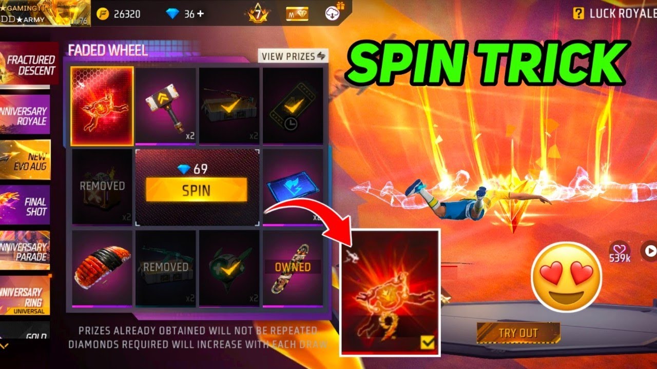 New Fractured Descent Skydive Faded Wheel Spin Trick FF🤩🔥| Free Fire New Event Tamil | FF New Event 
