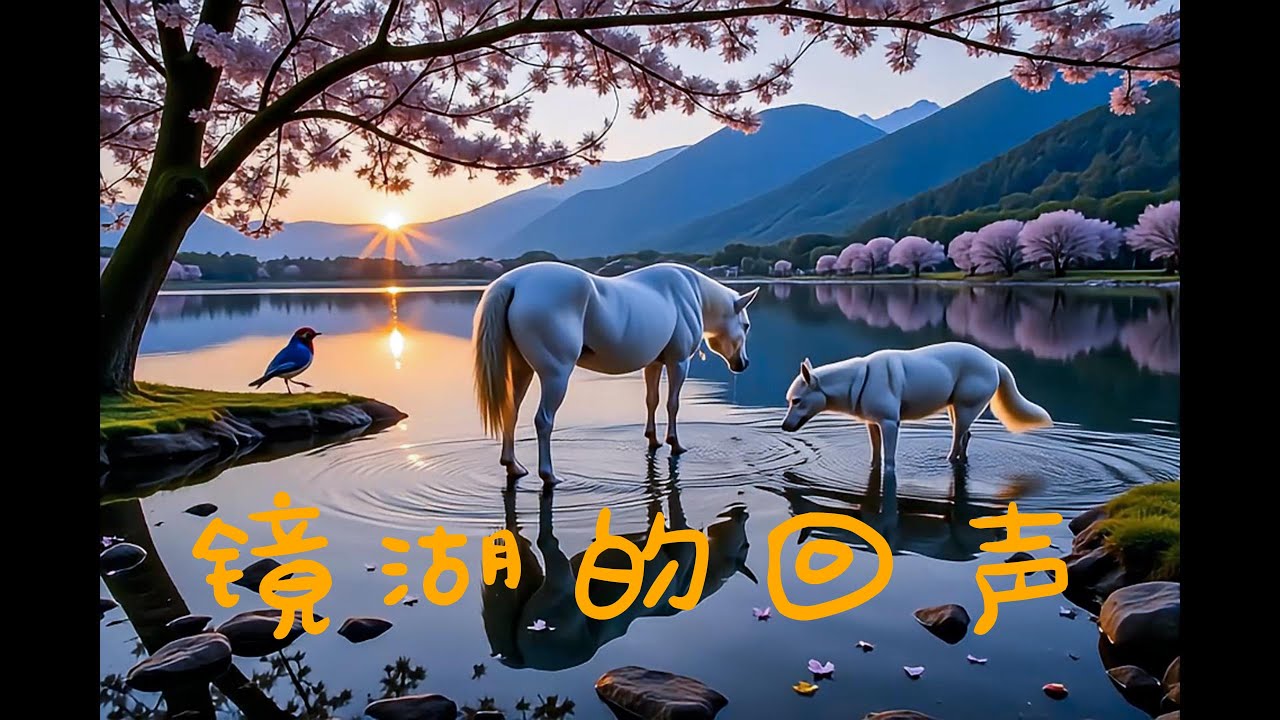 守护者之旅：镜湖的回声。【AI繪畫史詩】守護者白馬的奇幻旅程：鏡湖回聲｜電影感視覺敘事