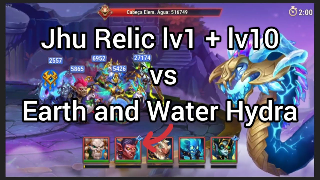 Jhu Relic level 1 vs Hydra - Earth and Water legendary Hydra Hero Wars Alliance