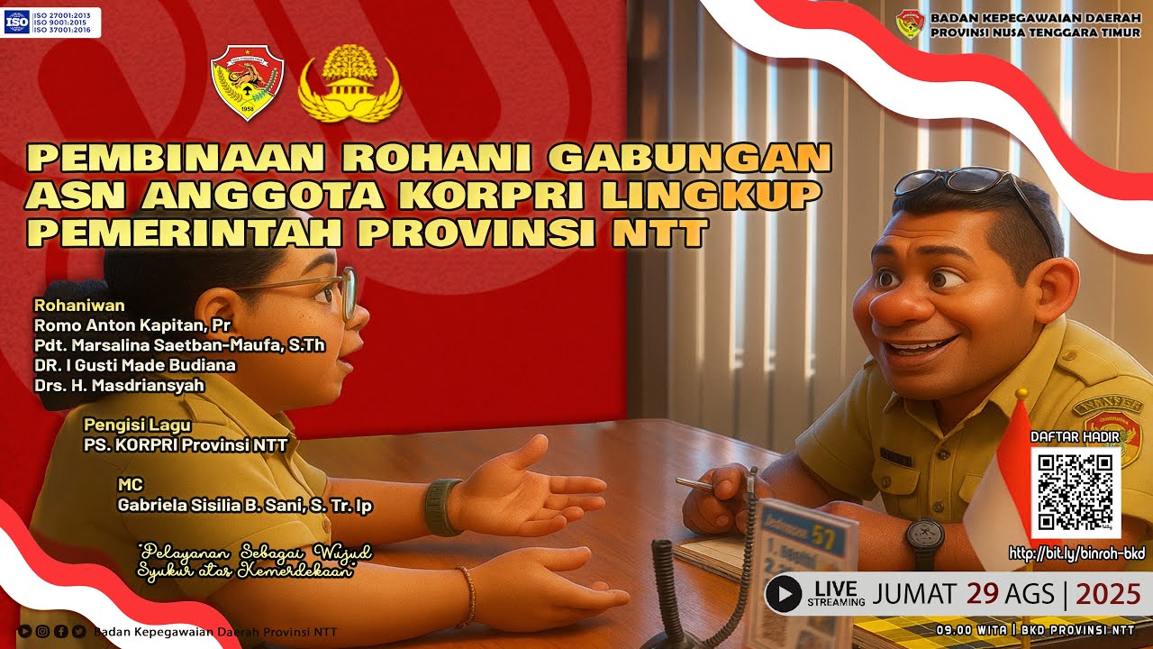 Pembinaan Rohani Gabungan ASN Provinsi NTT - 29/08/2025 | Badan Kepegawaian Daerah Provinsi NTT