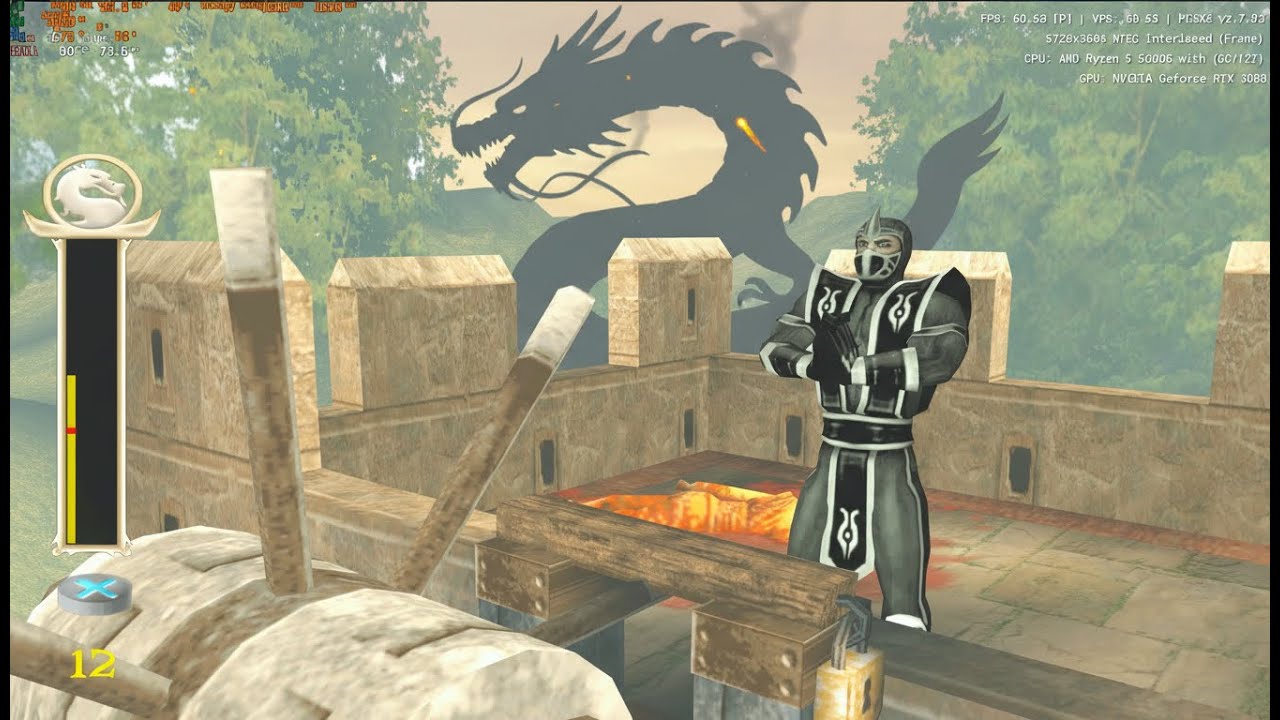 Mod V 2 Ultimate Mortal Kombat Shaolin Monks Com SMOKE ! Em 4K ps2 Emu parte 4