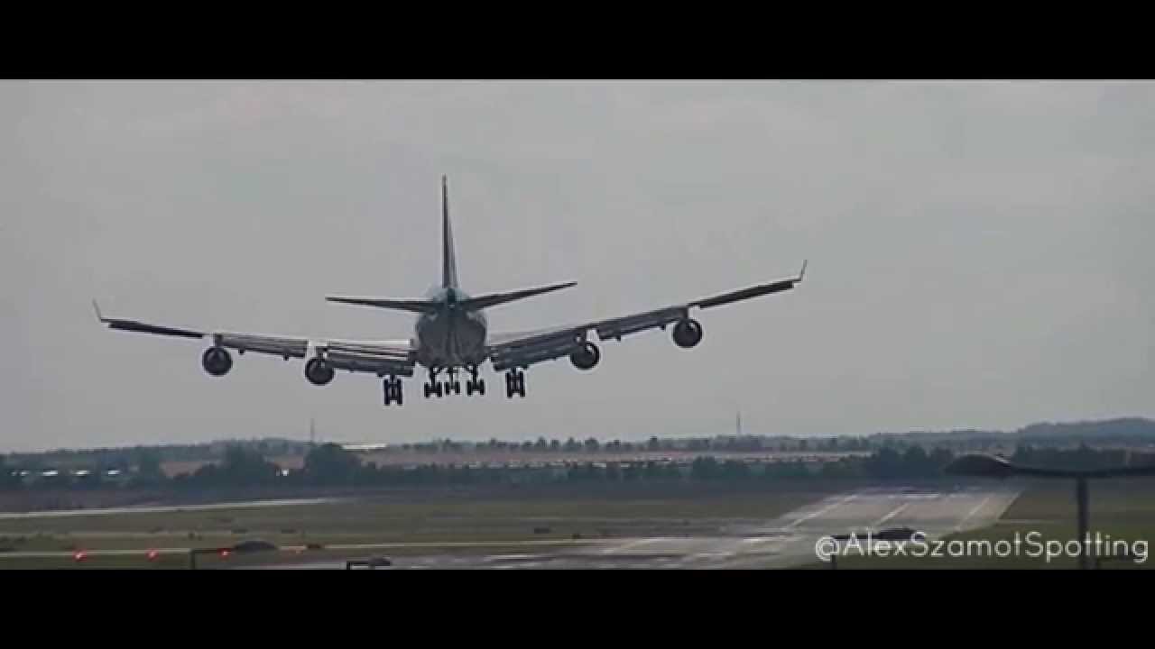 Korean Air 747-4B5 Takeoff & Landing at Prague HD