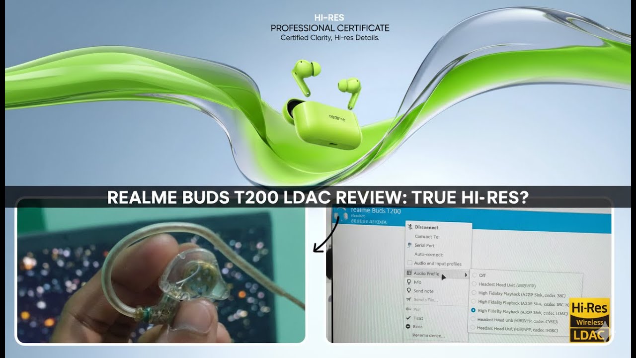 Realme Buds T200 Hi-Res Wireless Audio LDAC Bitrate Testing