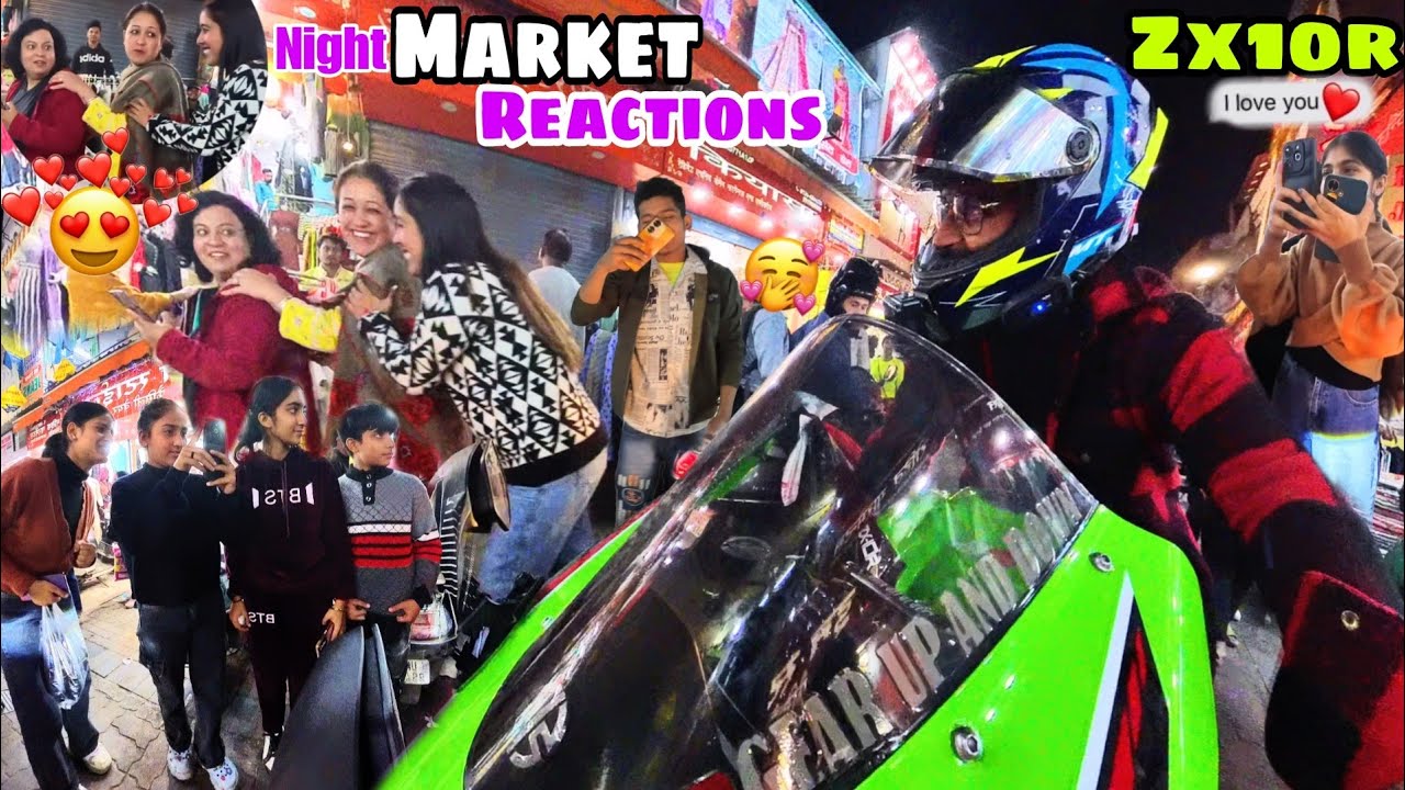 First Time Dehradun Night Market Reaction on My New Zx10r 🌃 CuteGirls Reactions On Zx10r 😳