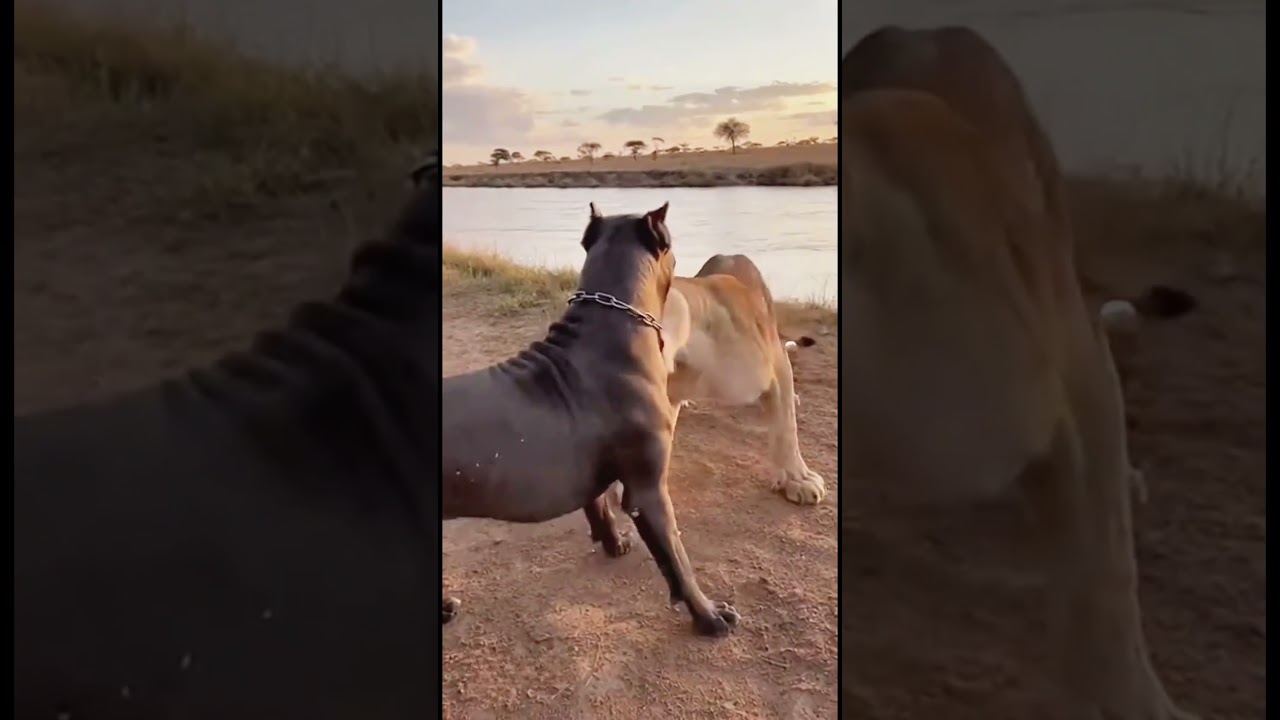 Fearless Dog Attacks a Lion in a Dramatic Encounter#shorts