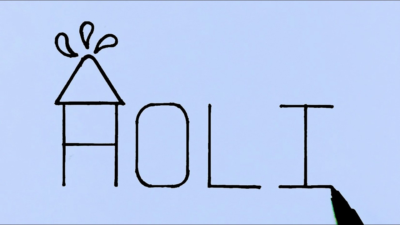 Easy Holi festival drawing // Easy Happy Holi Rangoli // Easy Happy Holi drawing