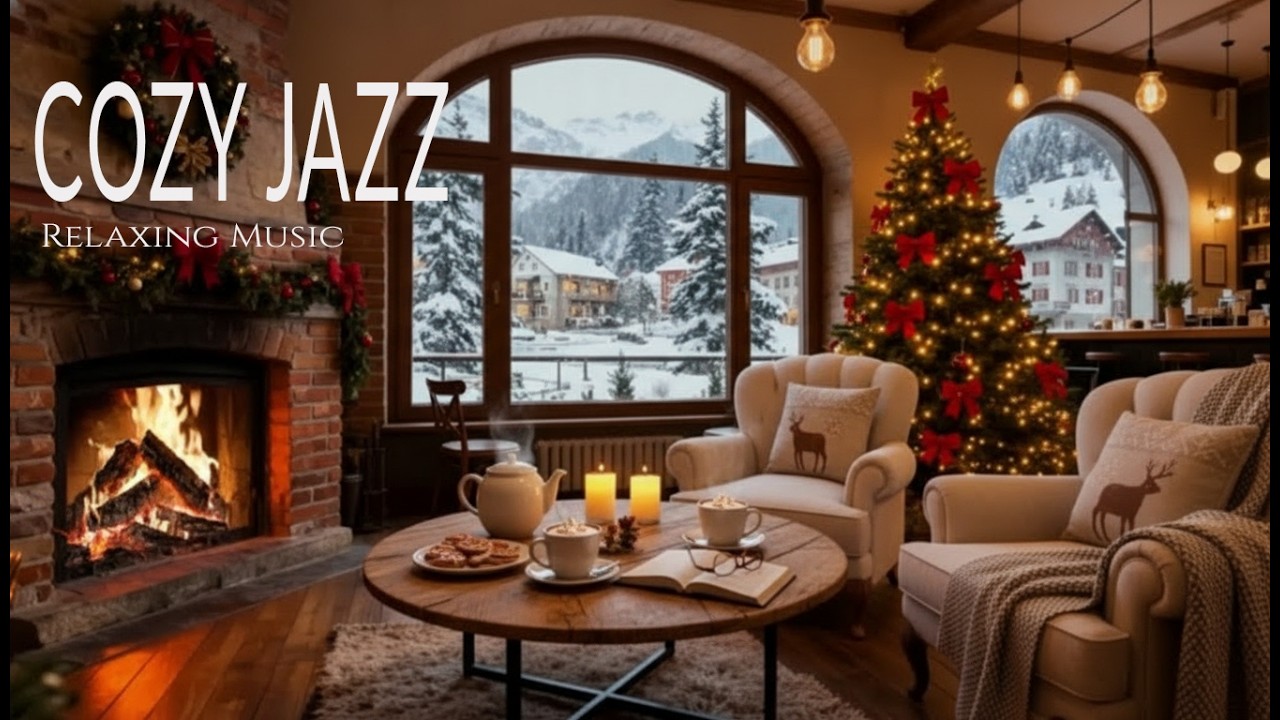 Relaxing Winter With Gentle Jazz Music In The Cozy Atmosphere Of A Coffee Shop ⛄ Fireplace Sounds