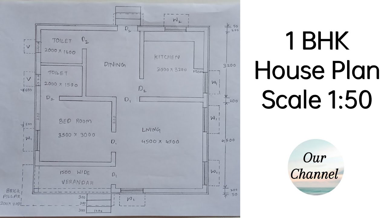 1BHK House Plan | Scale 1:50 | Time Lapse | Civil Engineering | Engineering Drawing