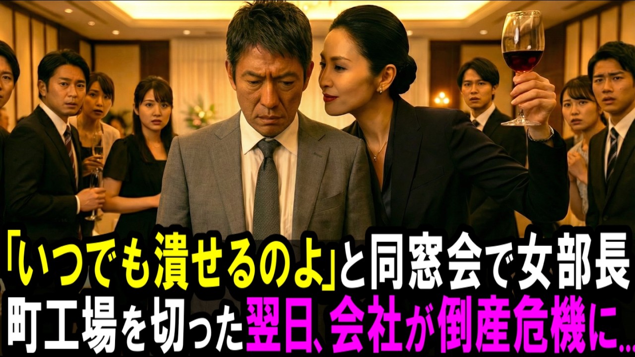 【スカッと】「いつでも潰せるのよ」と同窓会で女部長。町工場を切った翌日、会社が倒産危機に...【シニア】