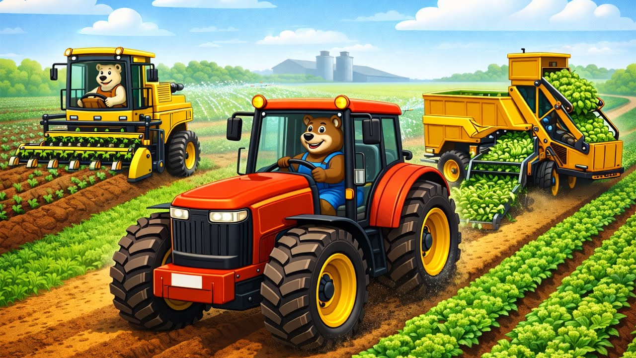 Bear Vegetable Mechanized Farm 🚜🥬 | Modern Farming Animation | Sunny Bear Farm Animation