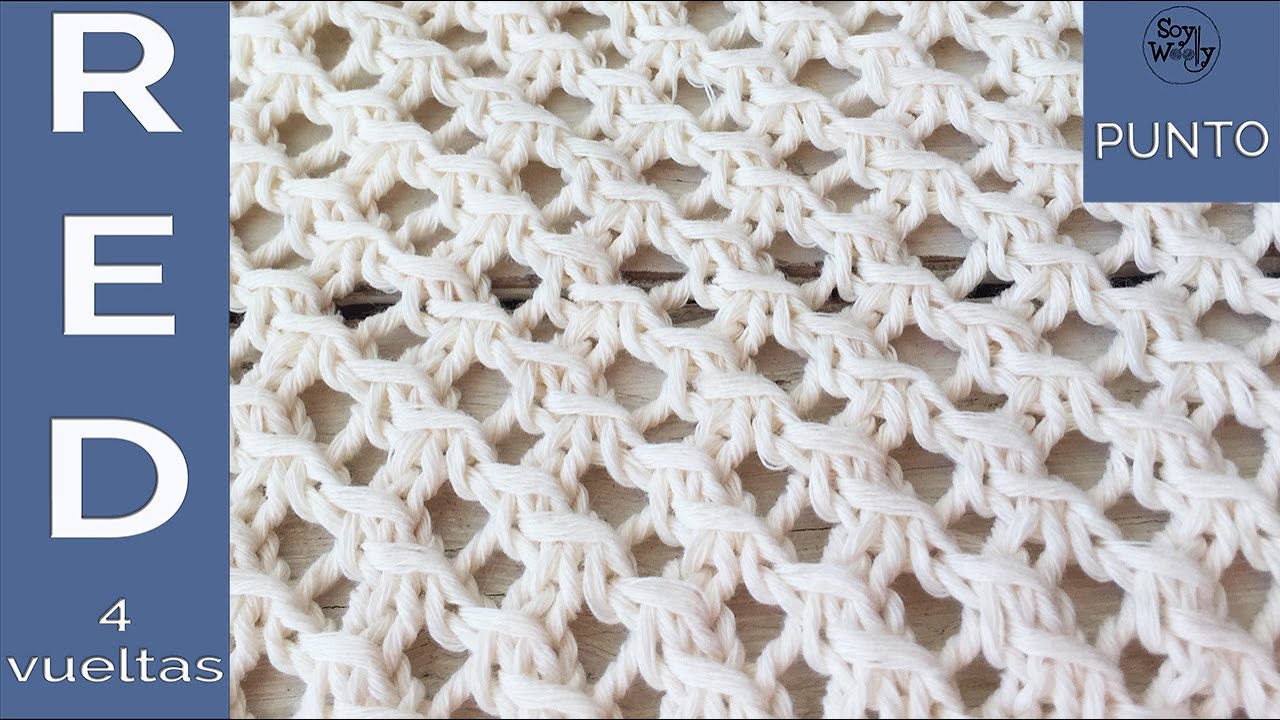 Punto de Red muy fácil tejido en cuatro vueltas o hileras (dos agujas) - Soy Woolly