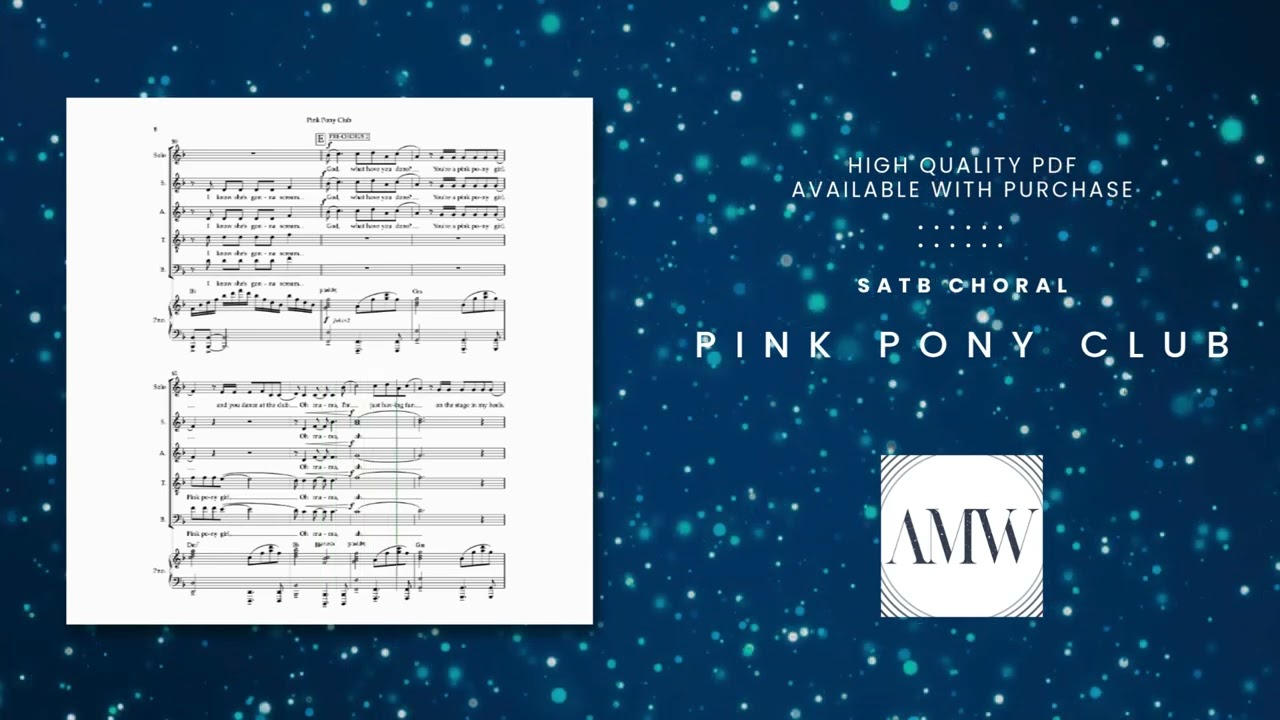 Pink Pony Club – SATB Choir Arrangement | Choral Sheet Music | Pride Anthem - AMW Arrangements
