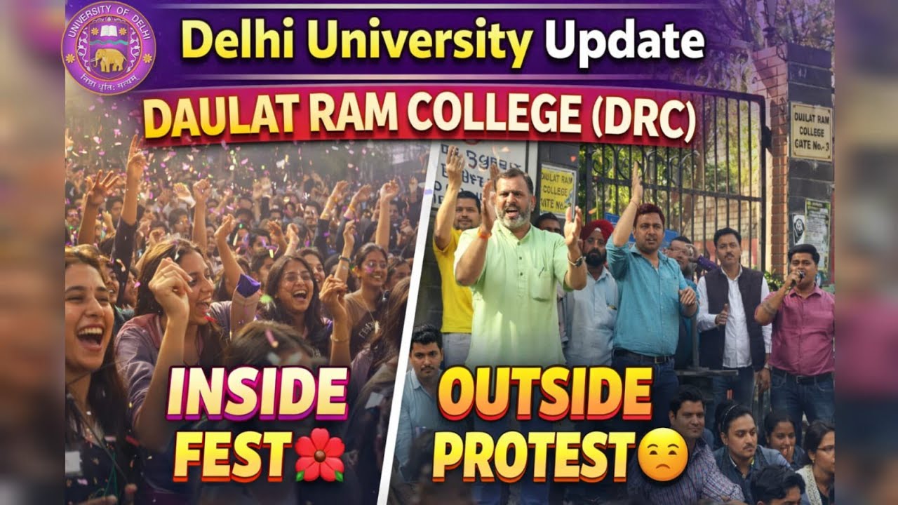 DU Update:Why DU Non Teaching Staff Sit On Dharna At Daulat ram College? 🤔ll भीतर FEST बाहर PROTEST 