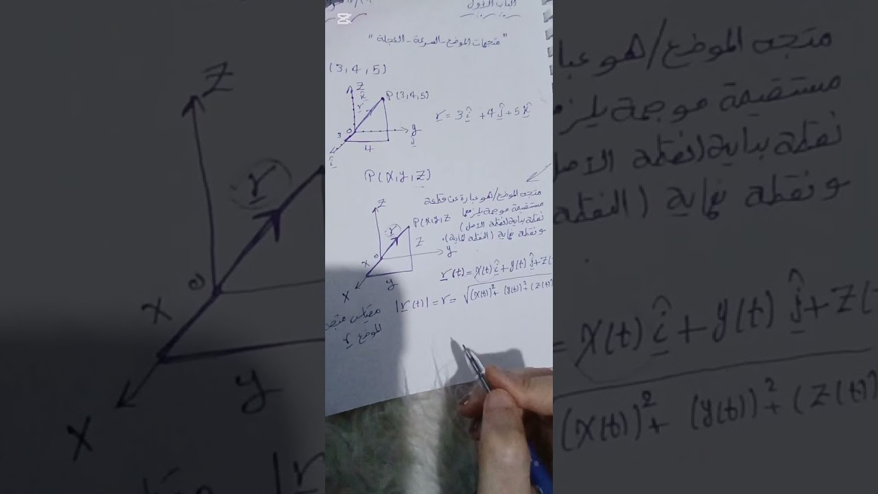 متجه الموضع والسرعة والعجلة (ديناميكا 1)