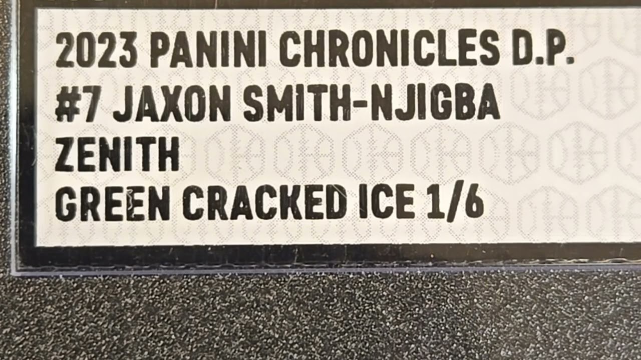 2023 JAXON SMITH-NJIGBA RC 1/6 SGC 9.5 MT+ Panini Chronicles D.P. #7 Zenith Green Cracked Ice #nfl 