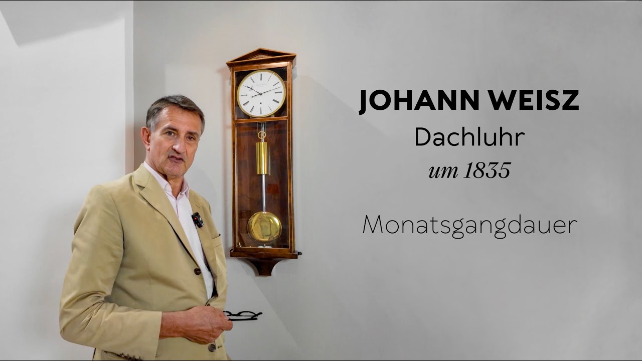 Dachluhr von Johann Weisz in Wien | Antike Wiener Pendeluhr | Monatsgang