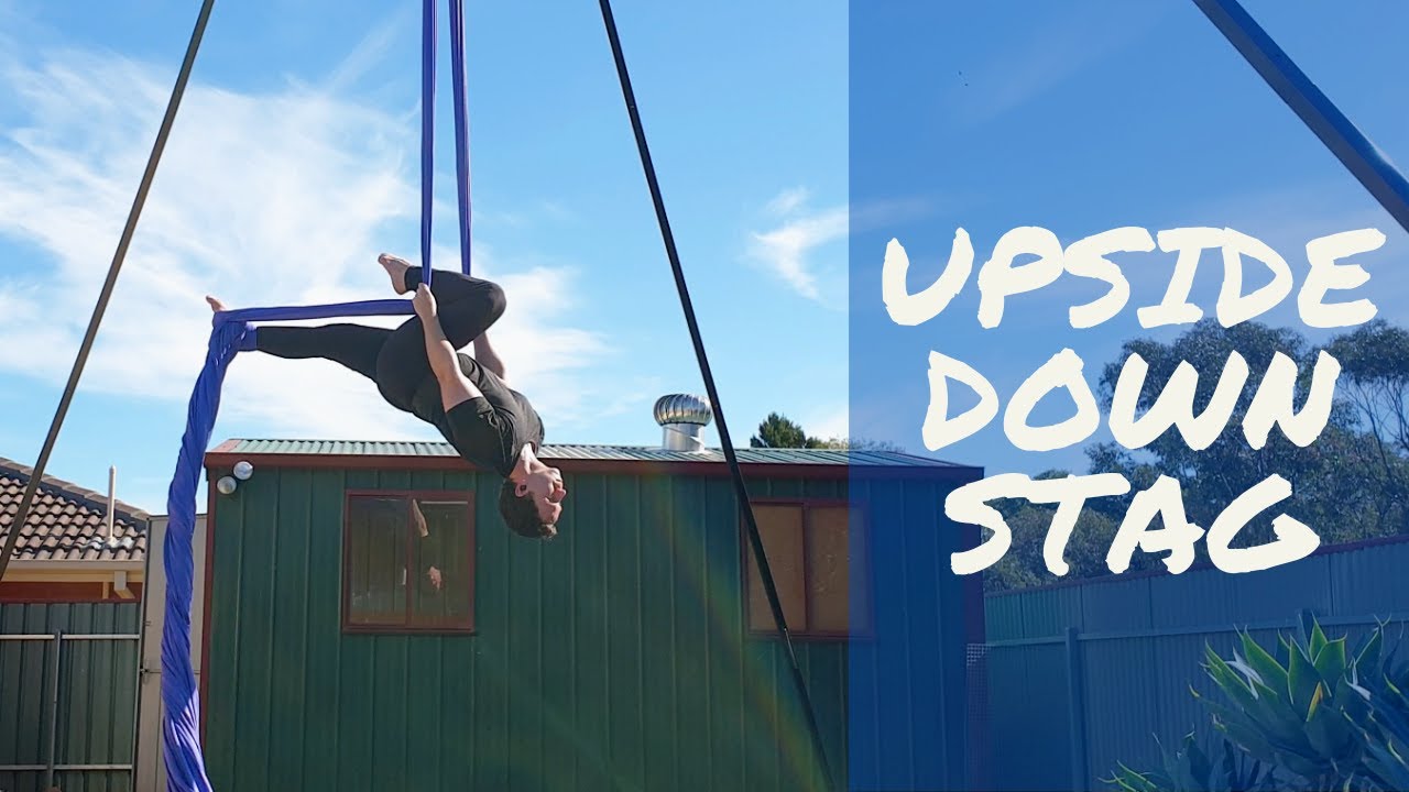 AERIAL SILKS UPSIDE DOWN STAG POSE TUTORIAL | over head split beginner trick | how to