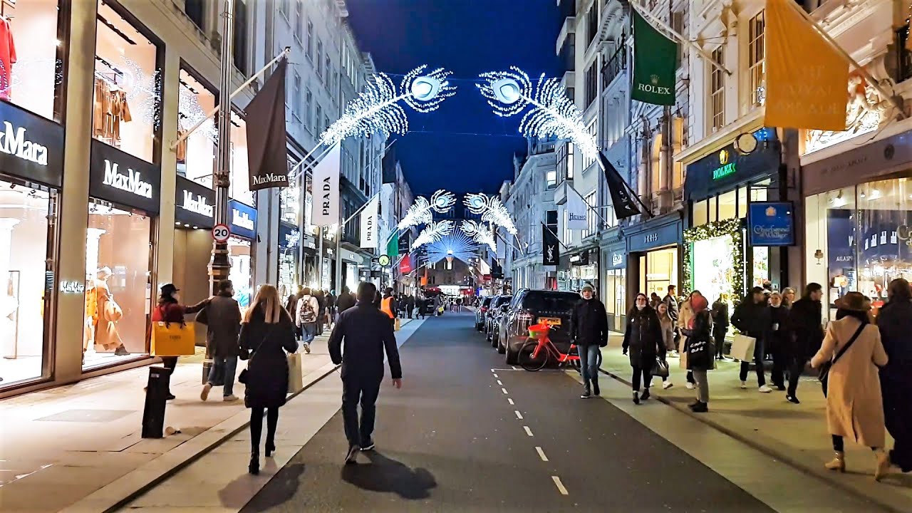 London Christmas Shopping Walk in Mayfair, Bond Street 2020